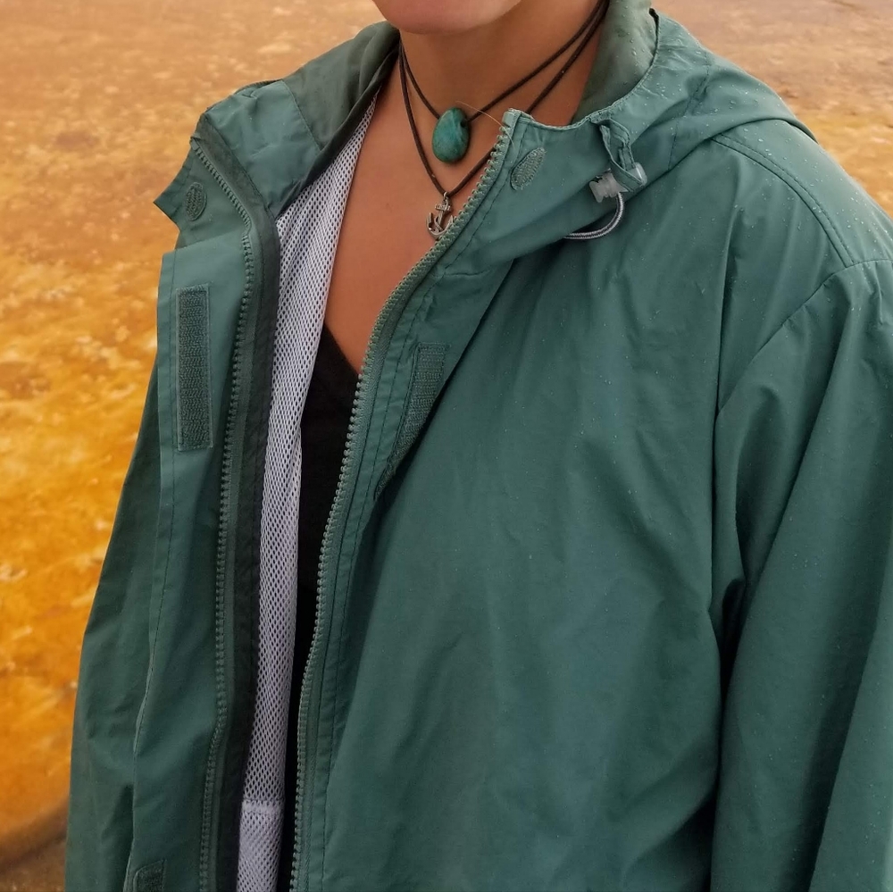 Lands End Teal Vented Raincoat S